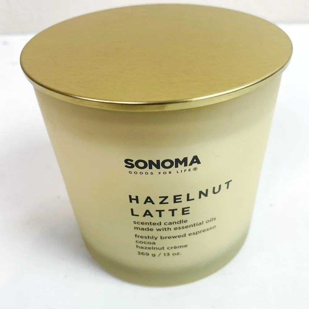 Sonoma Hazelnut Latte 3 Wick Candle 13oz